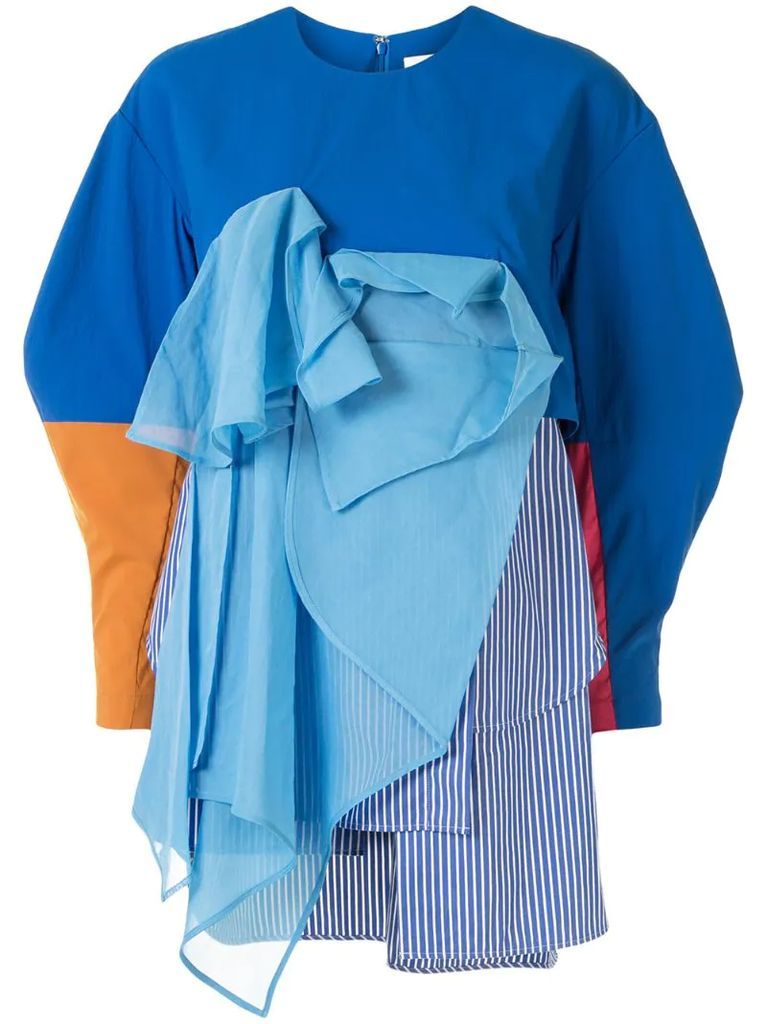 draped colour block blouse