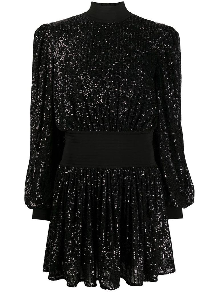 sequin embroidered mini dress