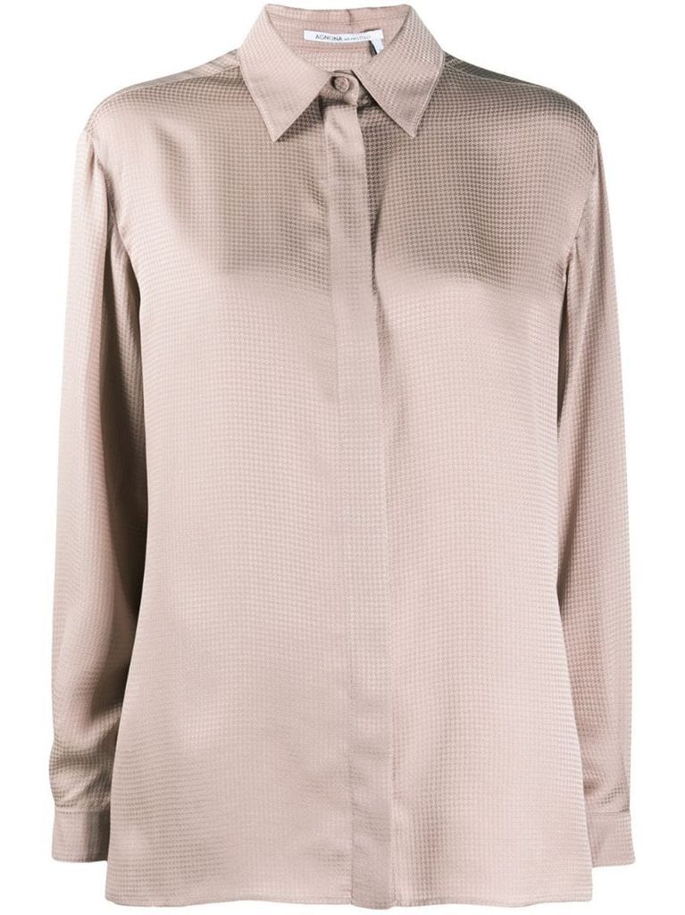 patterned concealed button shirt