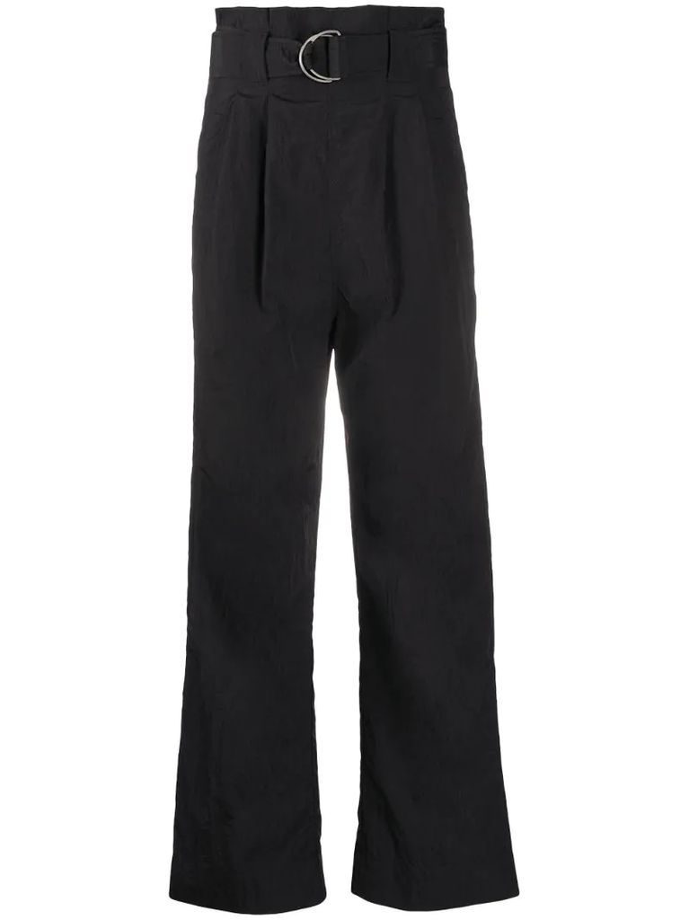 high-waisted belted trousers