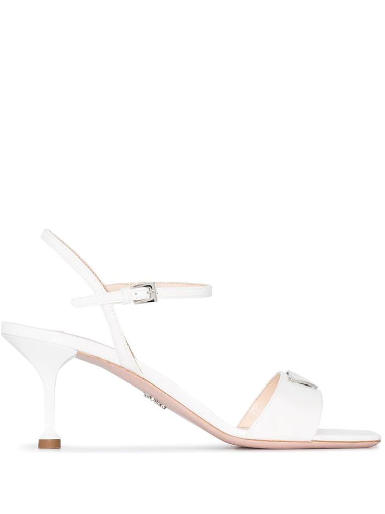 white classic 65 logo leather sandals
