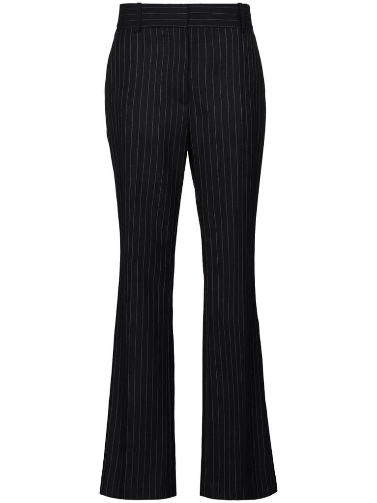 high-waisted wool flared trousers