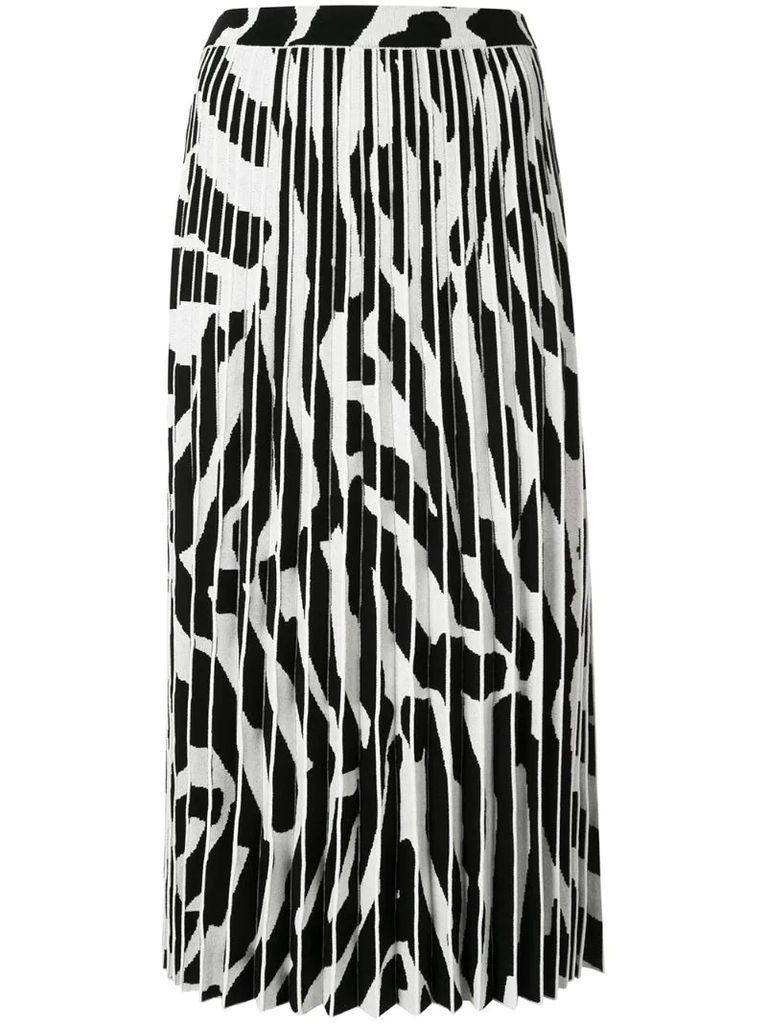 zebra knitted midi skirt