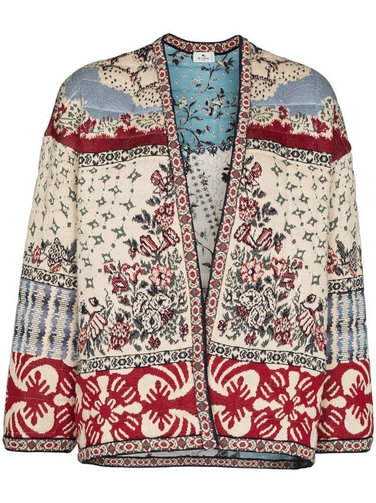 jacquard floral embroidered jacket