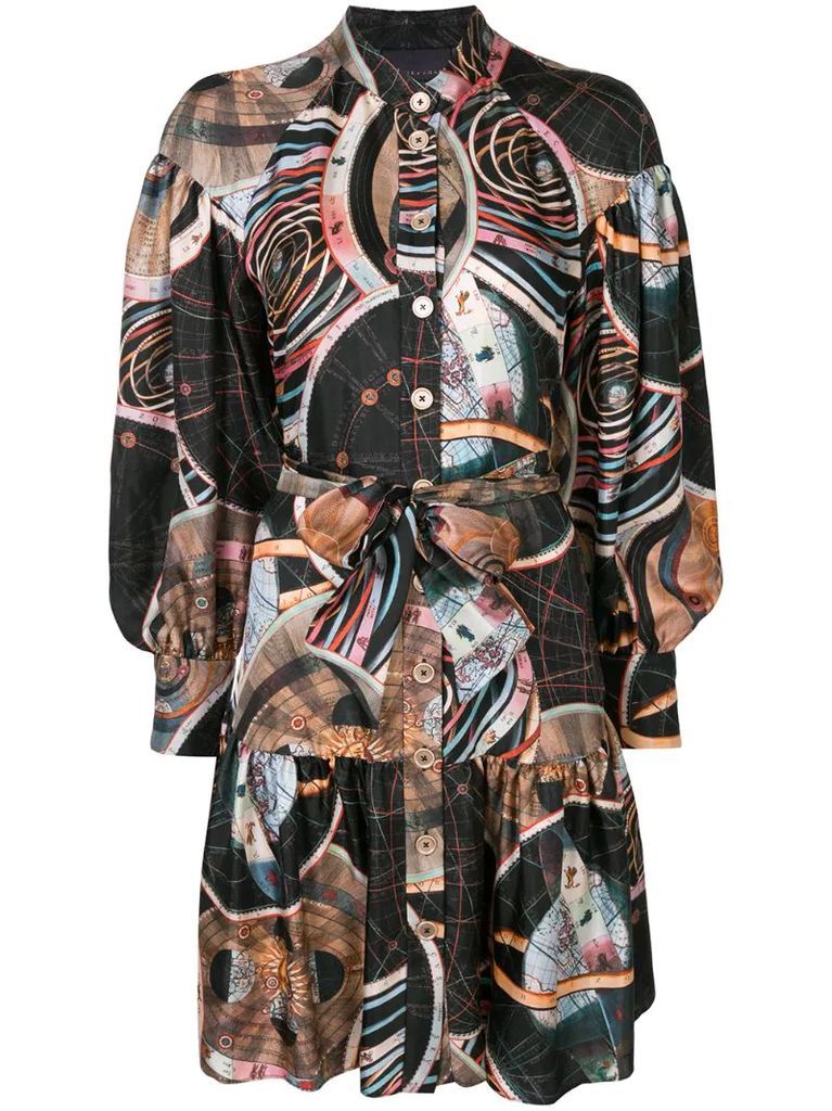 abstract-print shirt dress