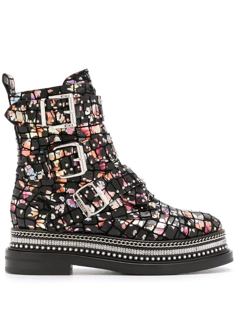 floral crocodile embossed boots