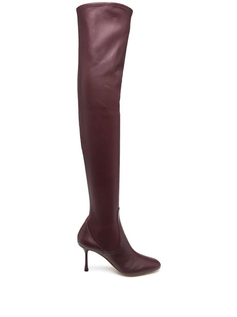 thigh-high leather boots