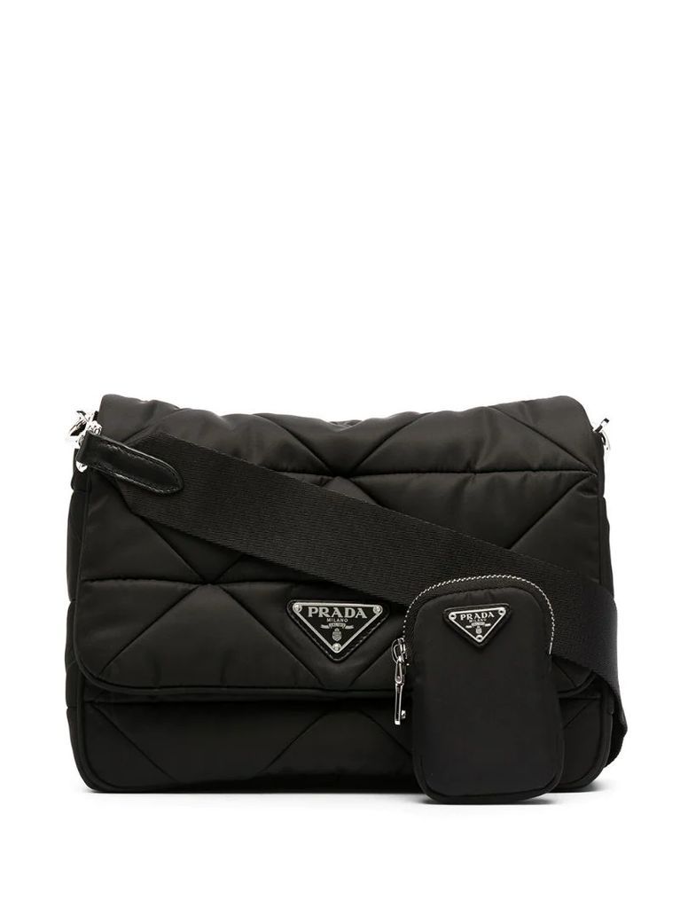 quilted logo-plaque shoulder bag