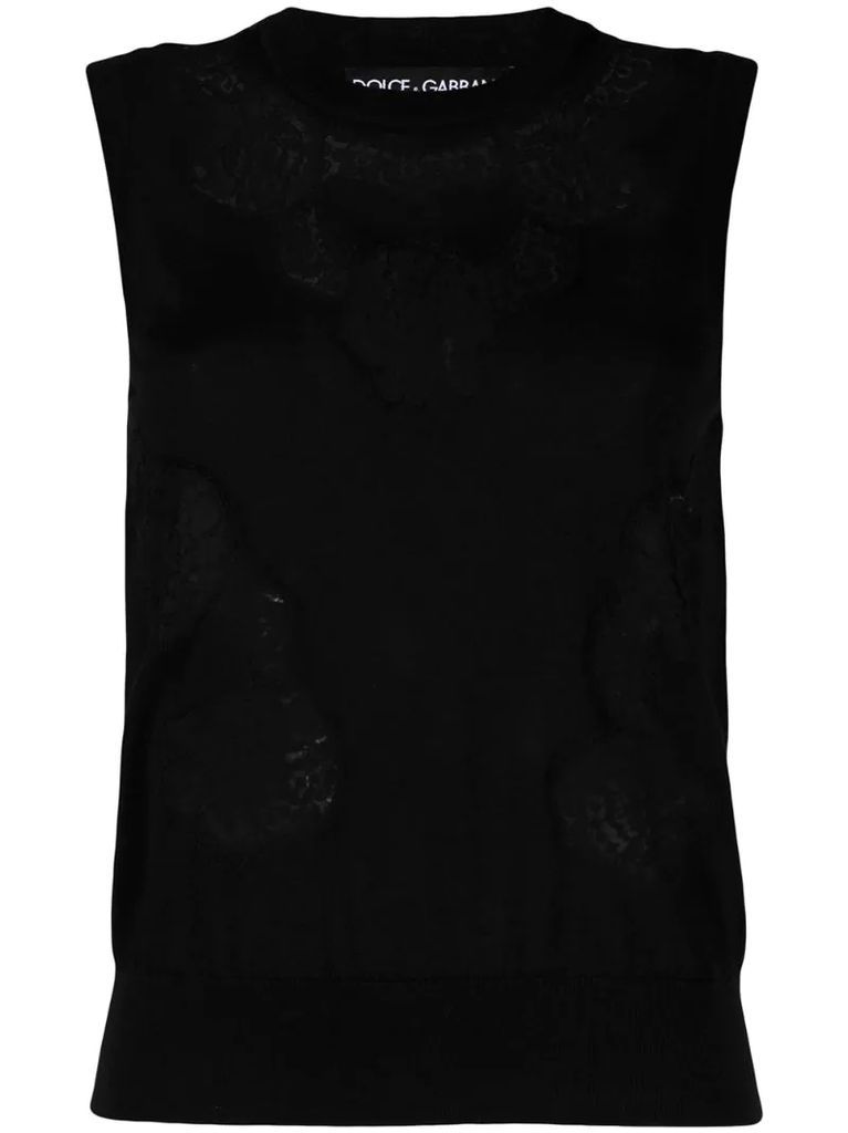 floral lace knitted vest