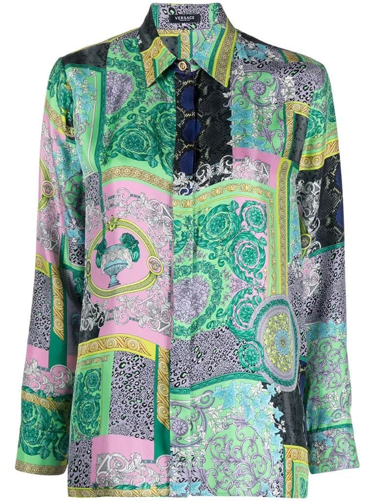 patterned silk shirt
