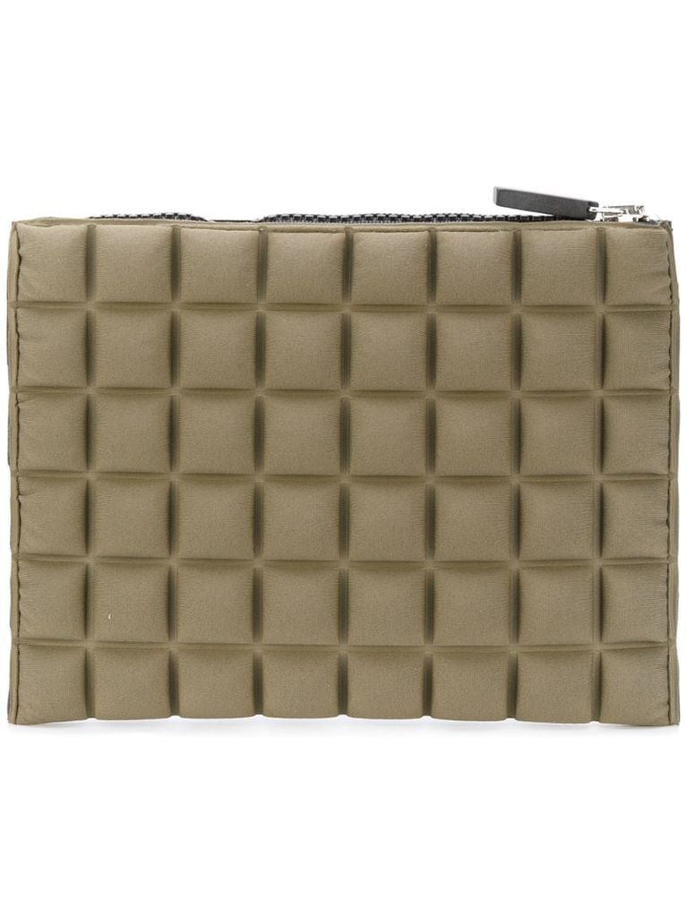 waffle-textured clutch bag