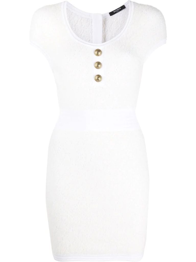 embossed-button knitted dress