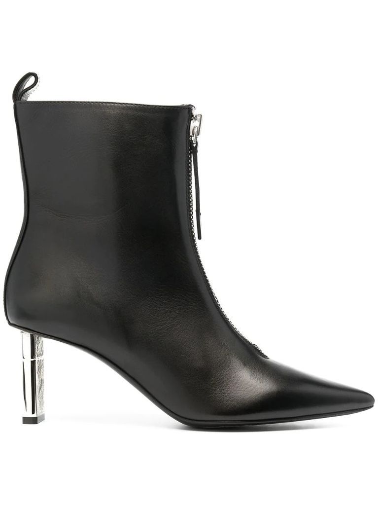 front zip 100mm leather boots