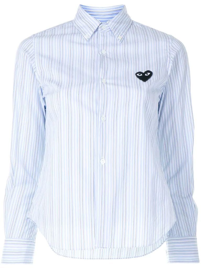 stripe-print button-down shirt