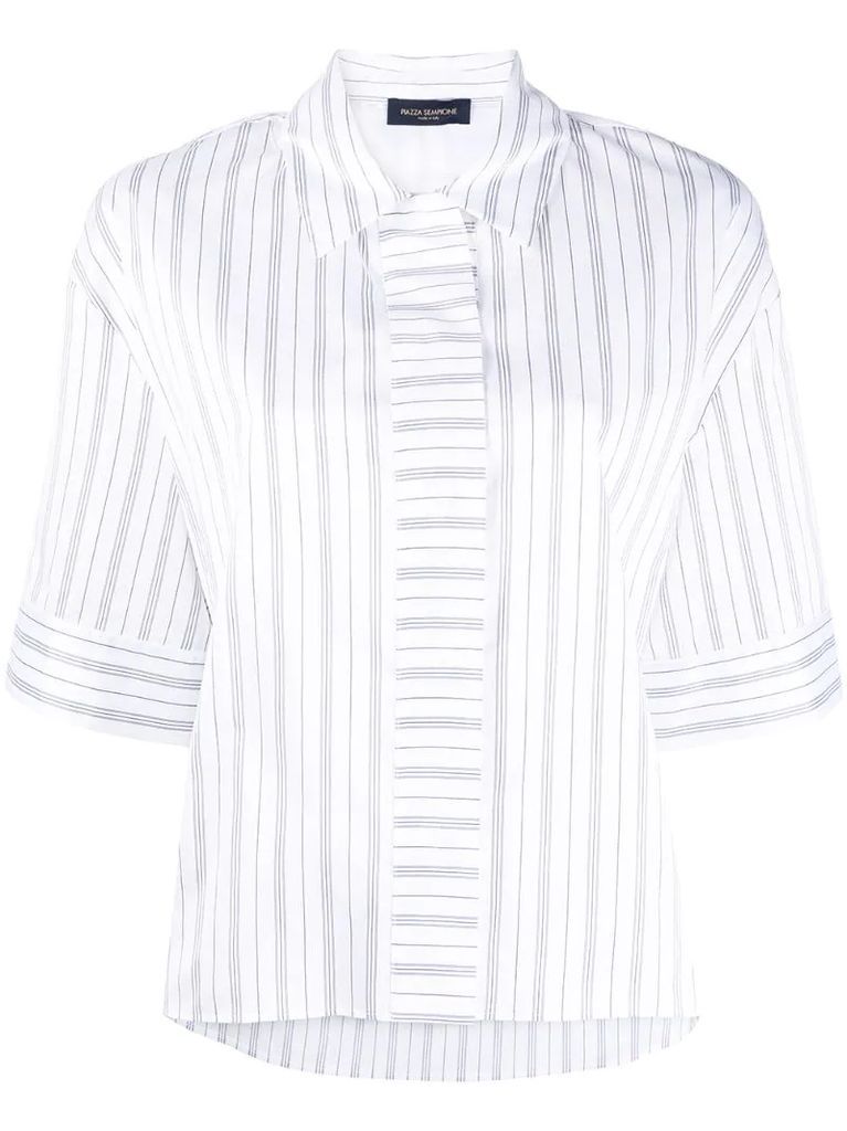 stripe-print short-sleeved shirt