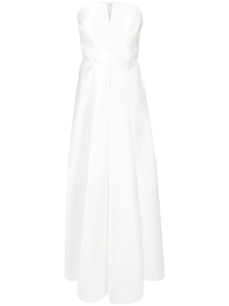 crossover band strapless gown