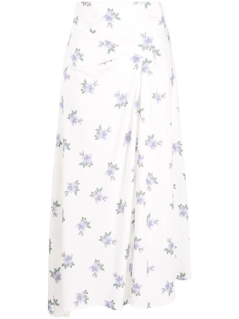 asymmetric floral print skirt