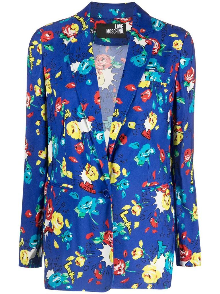 floral-print single-breasted blazer