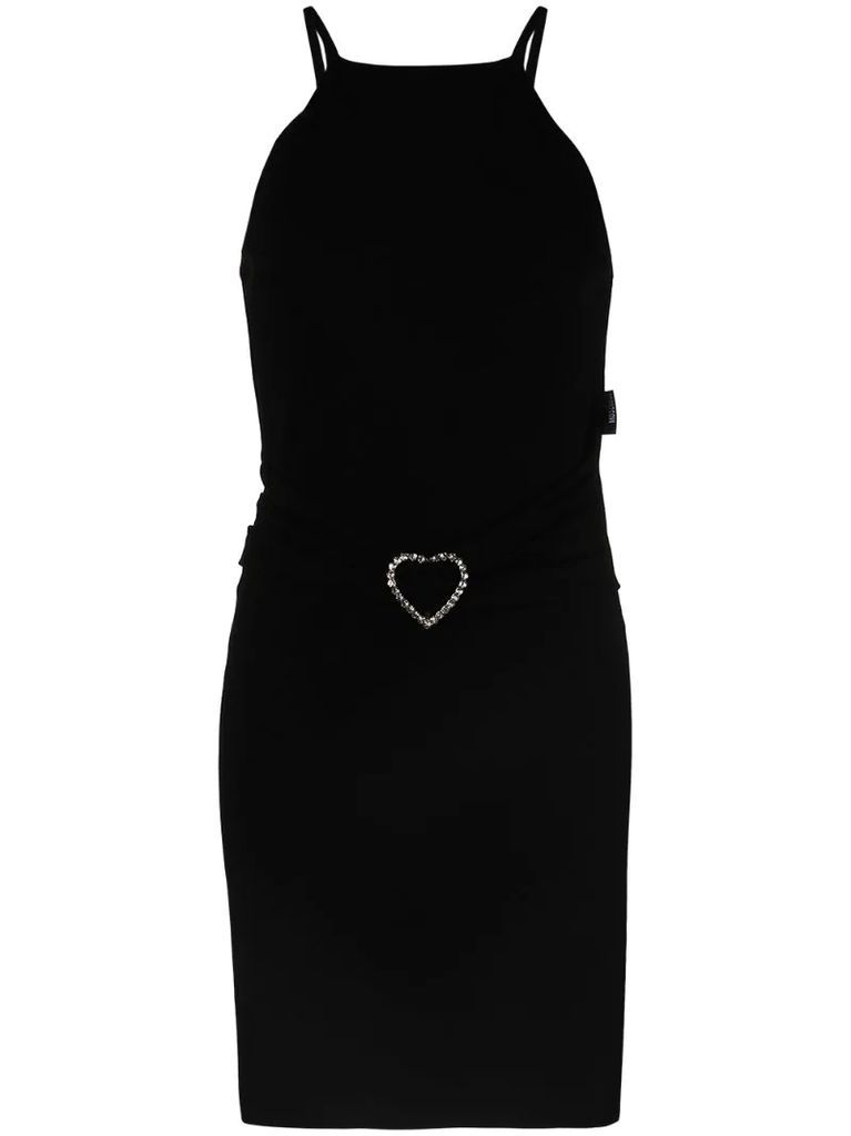 heart-detail sleeveless mini dress