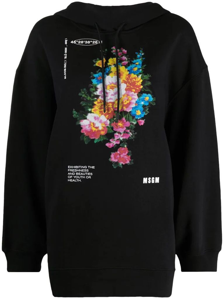 floral print hooded sweatshirt