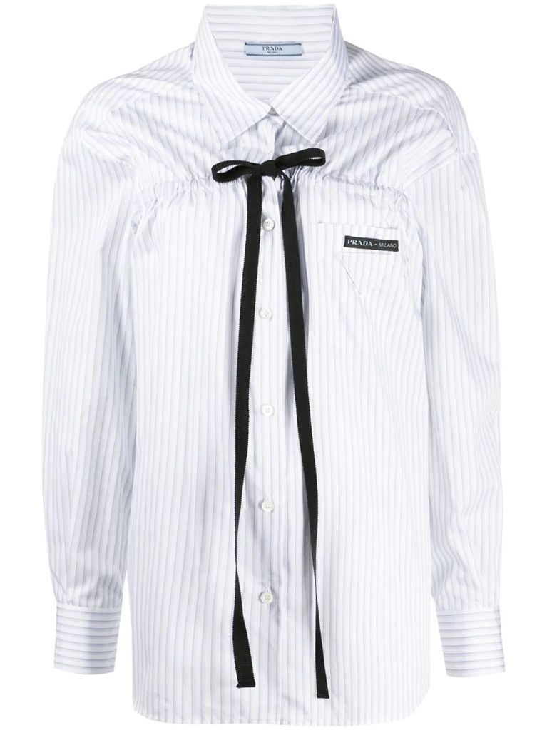 vertical-stripe long-sleeve shirt