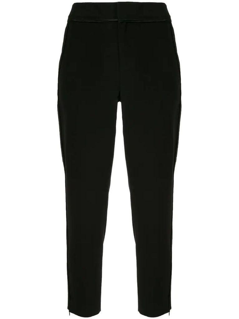 trimmed tapered-leg trousers