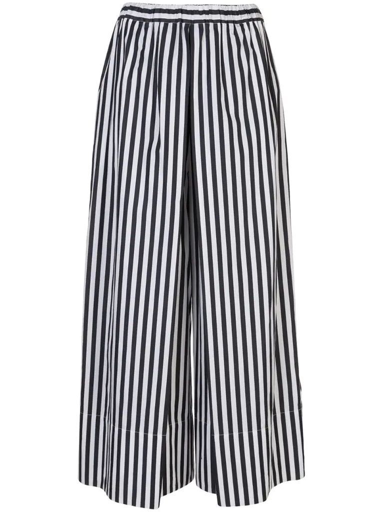 striped pleated culottes