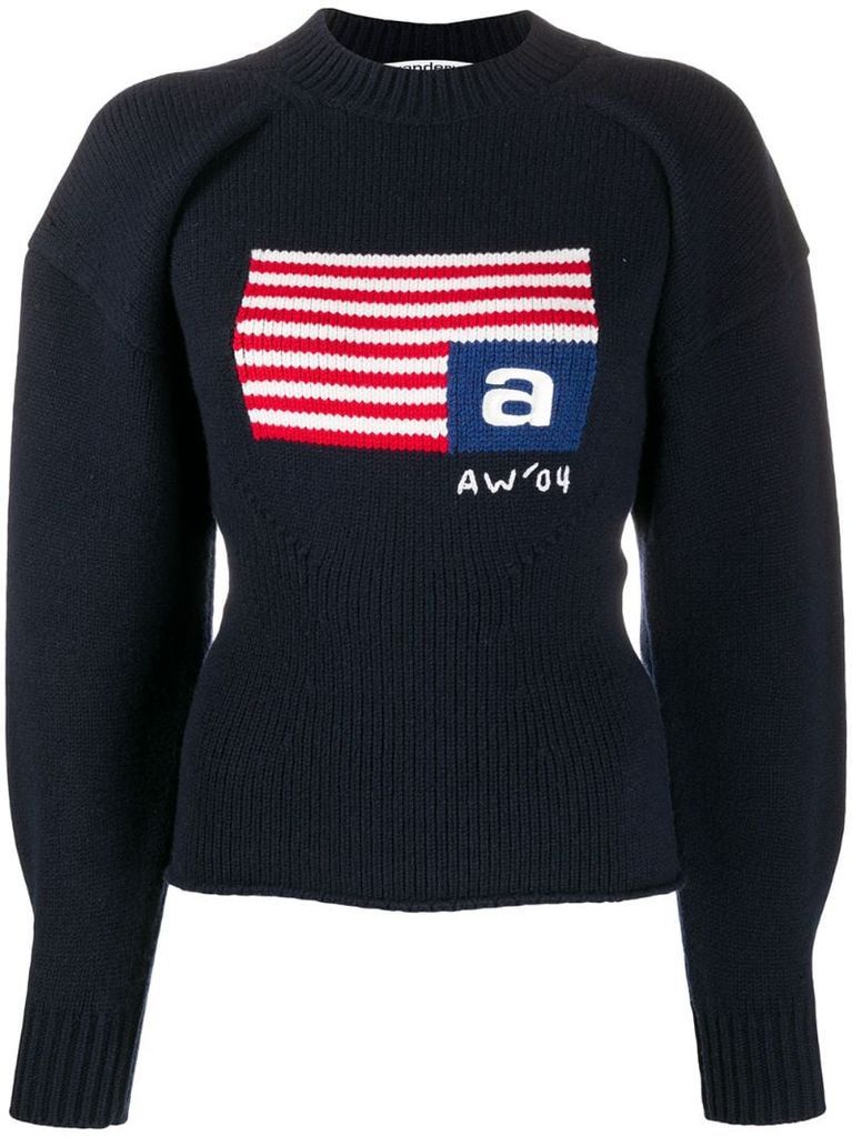 volume flag mock neck jumper