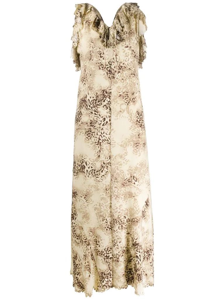 2000s leopard print long dress
