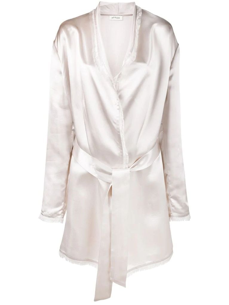 frayed metallic-sheen robe jacket