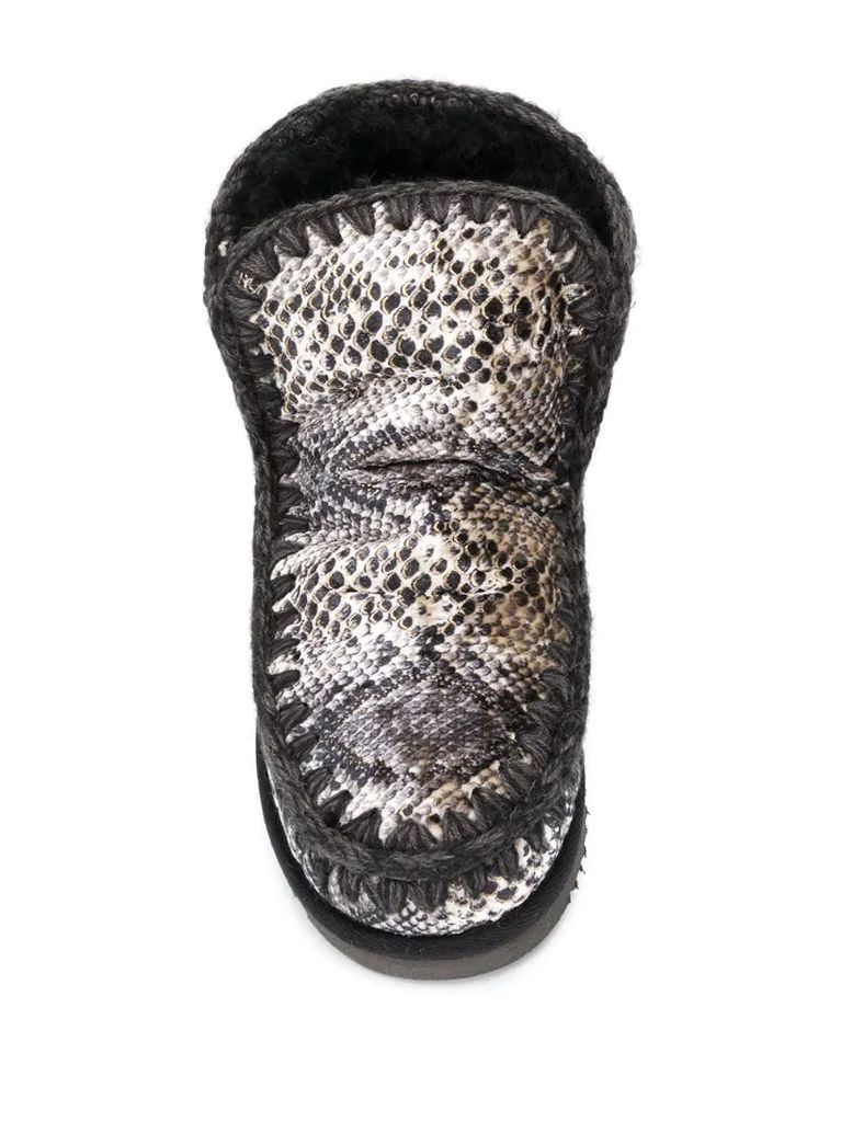 Eskimo snakeskin print boots