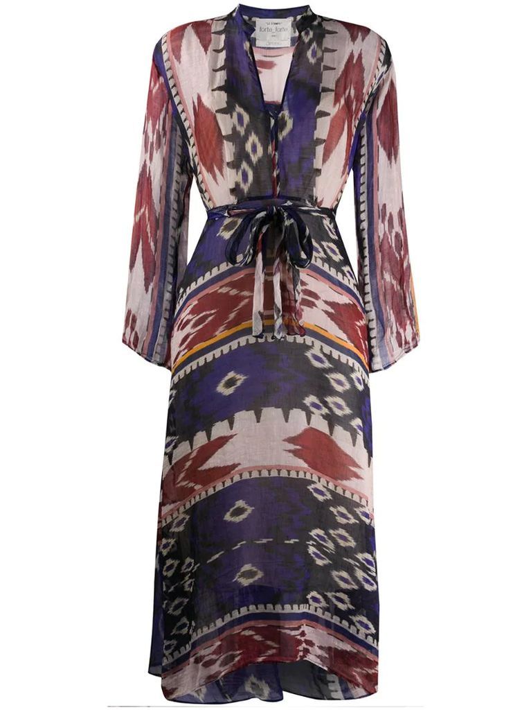 abstract print tie dress