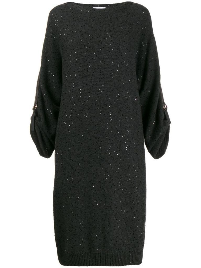 sequinned knit dress