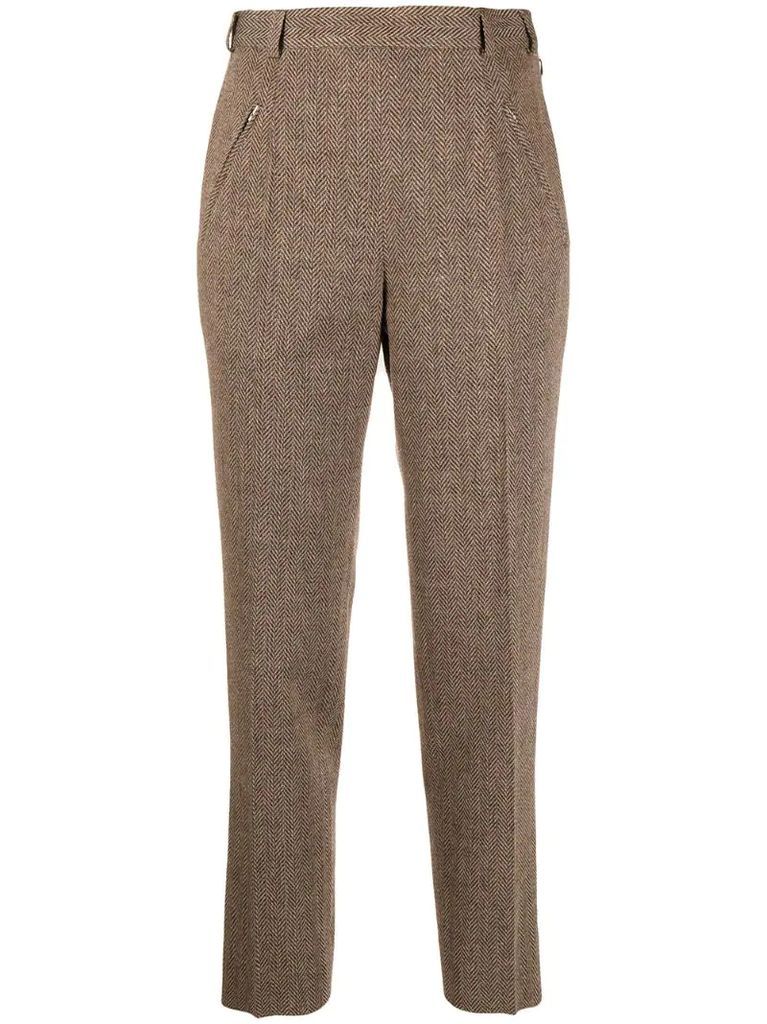 tweed high-waist trousers
