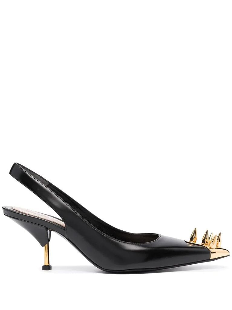 studded pointed toe pumps