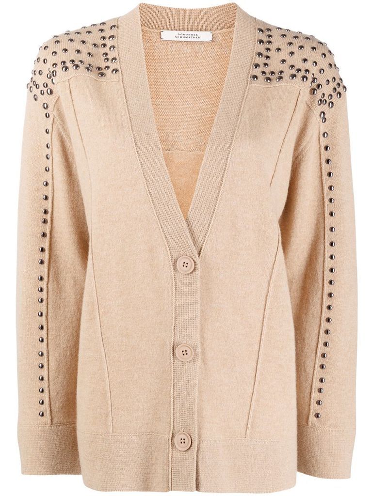 studded button-up cardigan