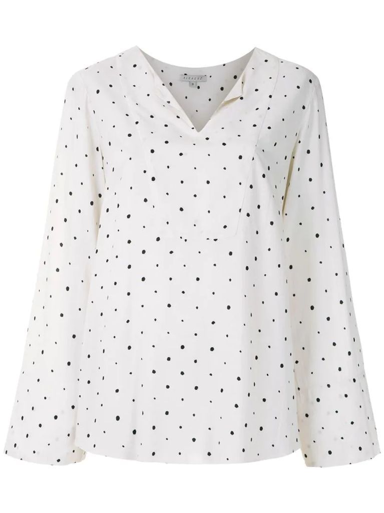 polka dot slot neck blouse