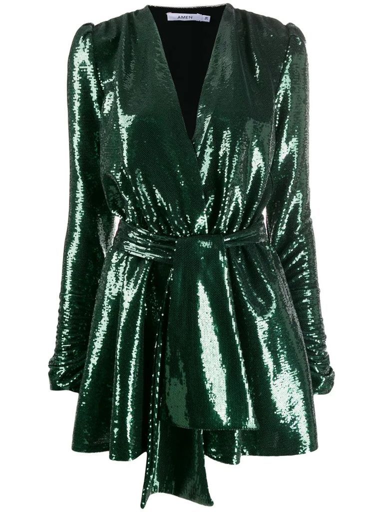 sequined wrap-style dress