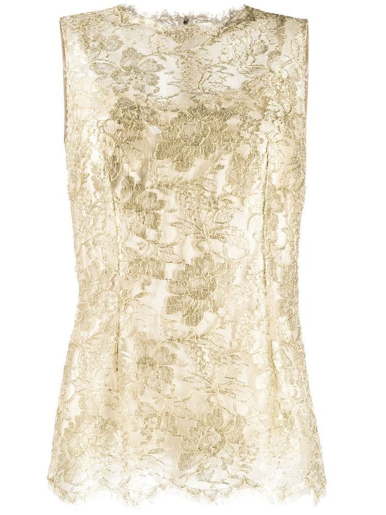 lace brocade sleeveless blouse