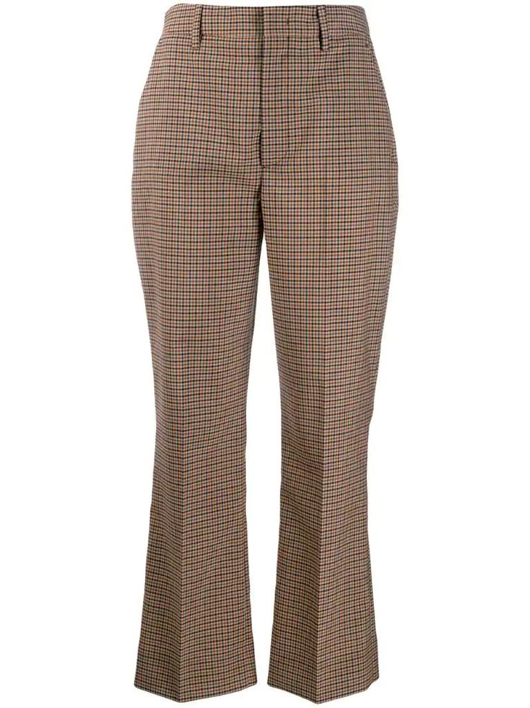checked kickflare trousers
