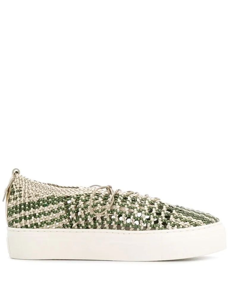 woven contrast sneakers