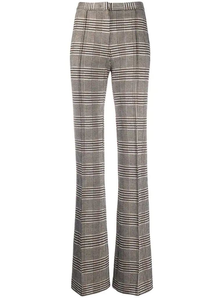 houndstooth check high-waisted trousers