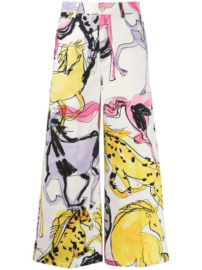 horse print cropped trousers