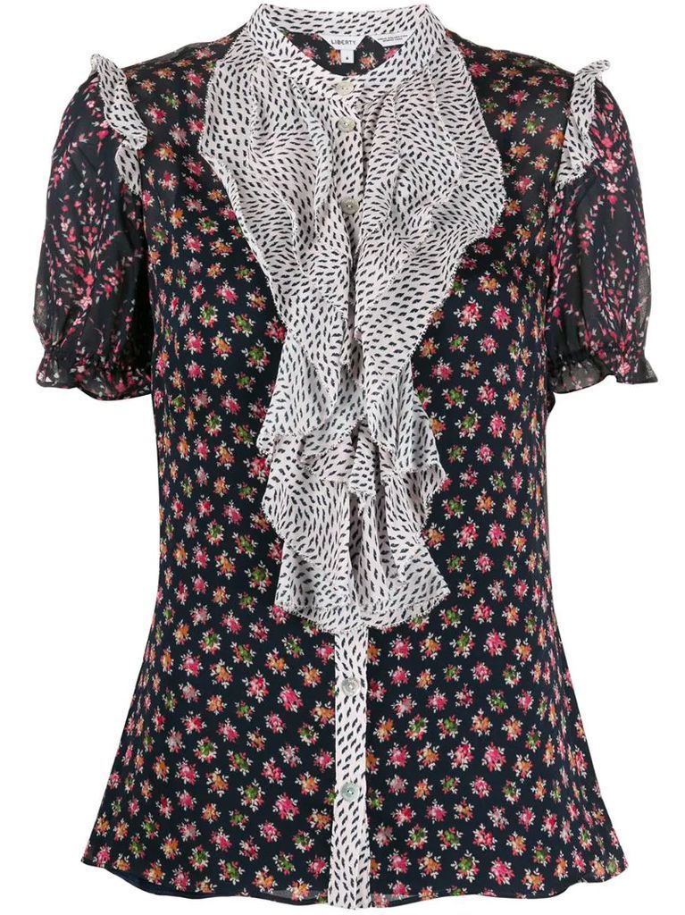 Vita mixed-print ruffled blouse