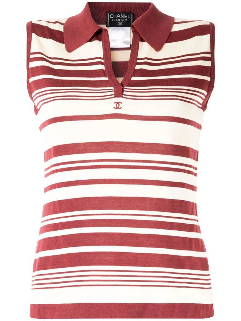 CC logo striped sleeveless top