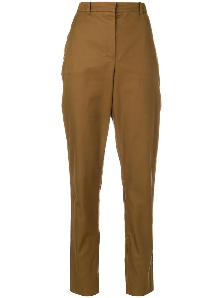 cropped high-rise straight-leg trousers