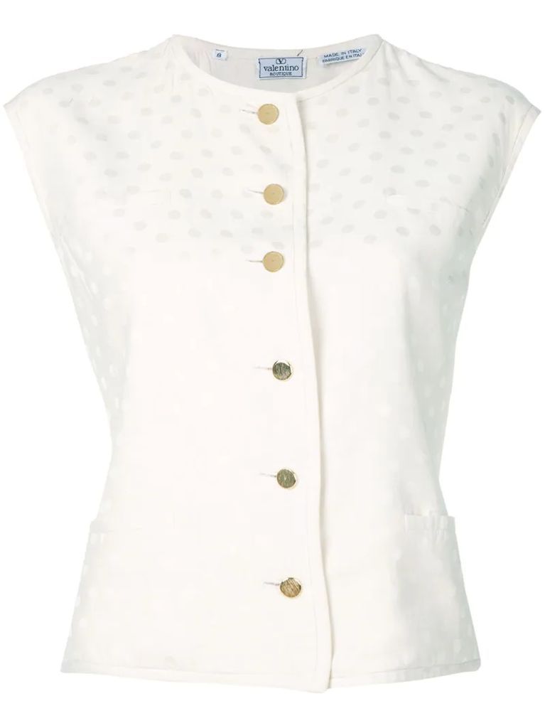 tonal dots buttoned blouse
