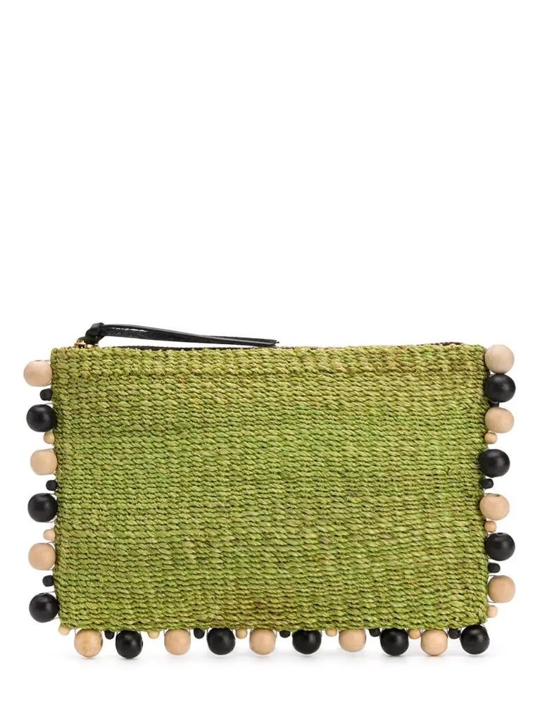 bead embellished clutch bag