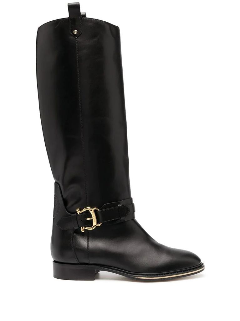 buckle knee-high boots