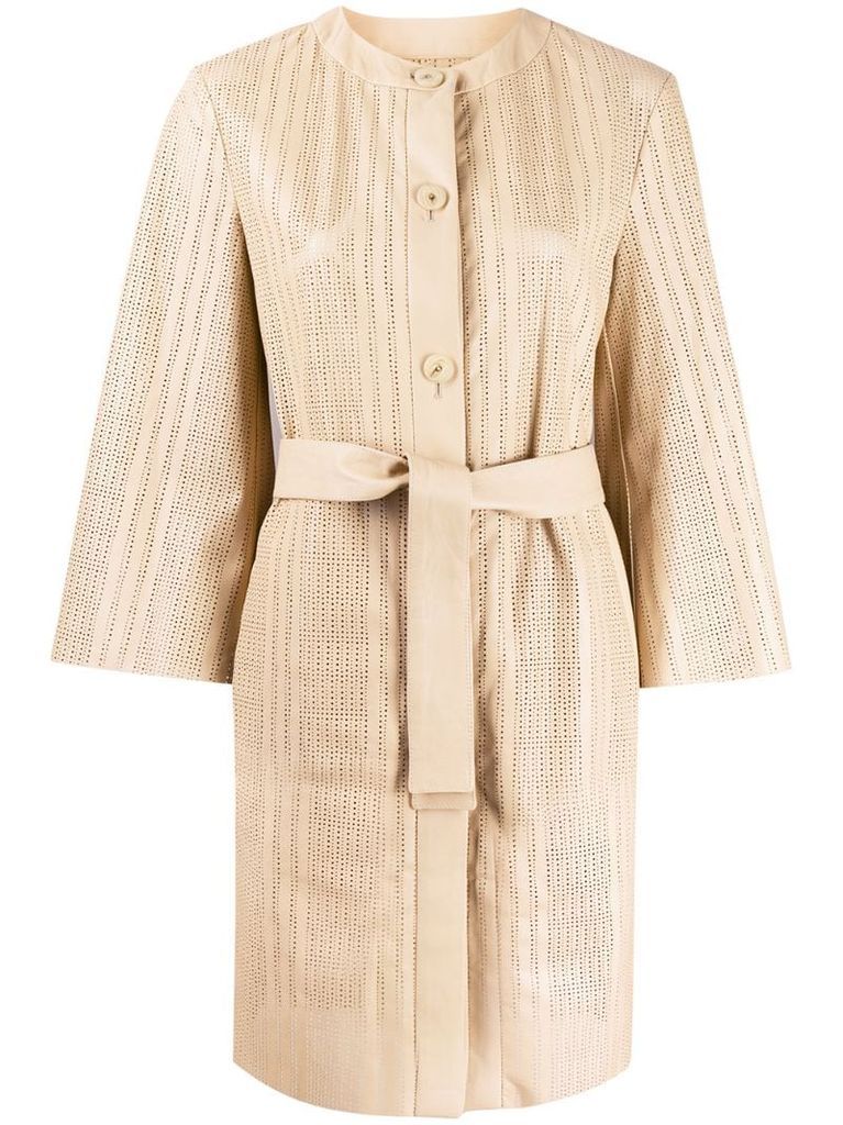 perforated belted coat